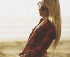 Beautiful Blonde Girl Sunglasses Shirt Mood