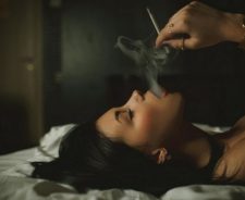 Girl Lying Down After Sex Smoking Beautiful Brunette