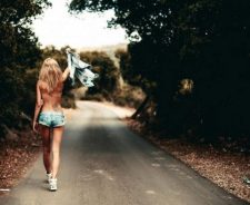 Jeans Sexy Skinny Body Girl Shorts Tattoo No Shirt Road