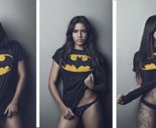 Sexy Model Girl Batman Shirt Panties